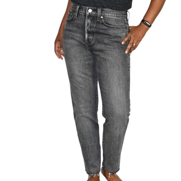 Levis Wedgie Jeans Black Icon Button Fly Straight Leg Cropped High Rise Size 27 - Picture 15 of 16